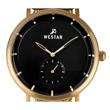 Reloj para hombre Westar Profile de acero inoxidable en tono dorado con esfera negra y cuarzo 50247BZZ103