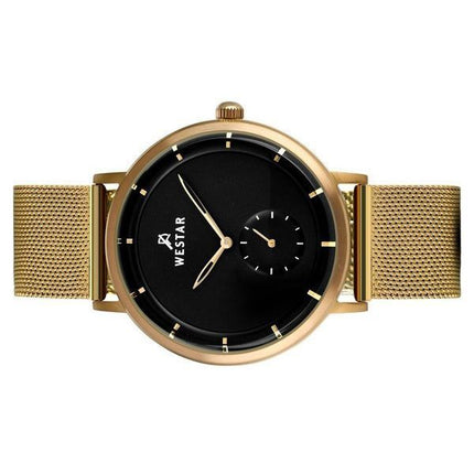 Reloj para hombre Westar Profile de acero inoxidable en tono dorado con esfera negra y cuarzo 50247BZZ103