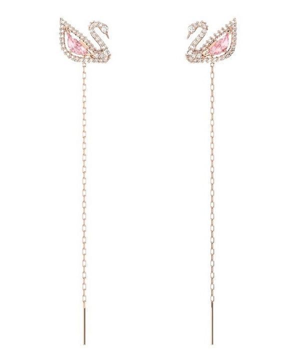 Pendientes Swarovski Swan Drop en tono oro rosa 5469990 para mujer