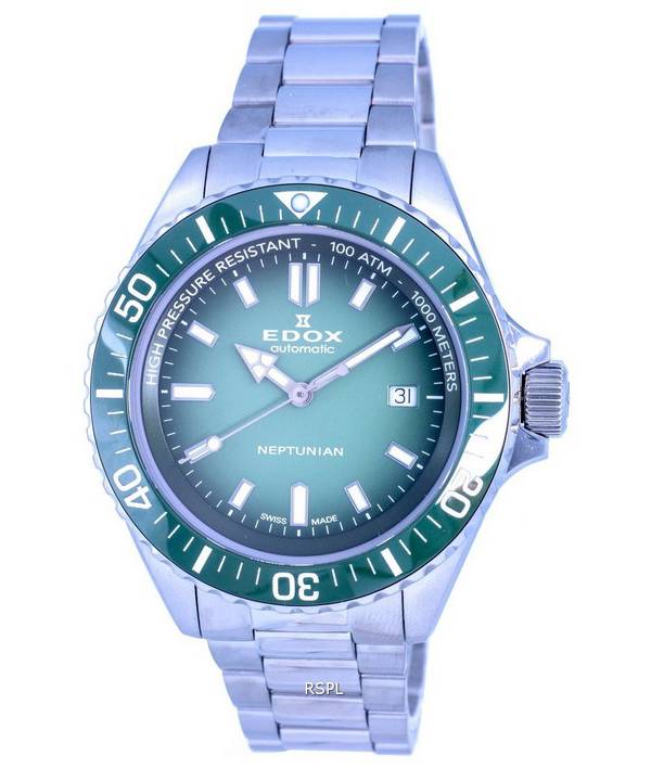 Reloj Edox SkyDiver Diver de acero inoxidable con esfera verde automático 801203VMVDN1 1000M para hombre