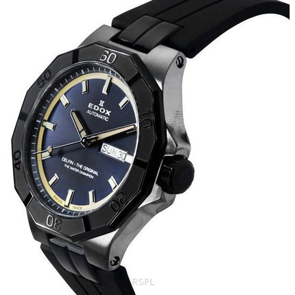 Reloj de buceo automático Edox Delfin The Original con correa de caucho y esfera gris 88008 37GNCA GBEI 200M para hombre