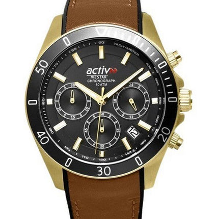 Reloj para hombre Westar Activ cronógrafo con correa de cuero y esfera negra de cuarzo 90245GPN183 100M