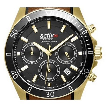 Reloj para hombre Westar Activ cronógrafo con correa de cuero y esfera negra de cuarzo 90245GPN183 100M