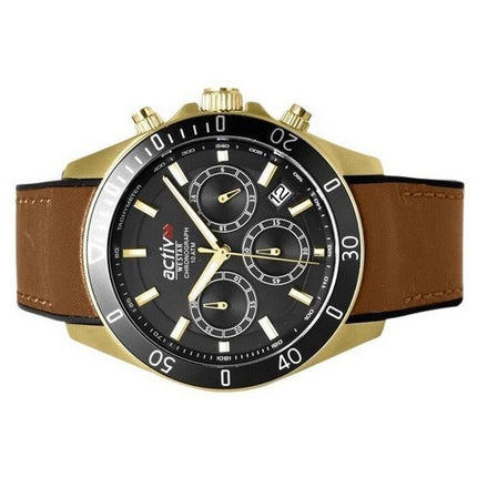 Reloj para hombre Westar Activ cronógrafo con correa de cuero y esfera negra de cuarzo 90245GPN183 100M