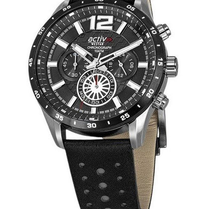 Reloj para hombre Westar Activ cronógrafo con correa de cuero y esfera negra de cuarzo 90249SBN103 100M