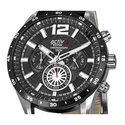 Reloj para hombre Westar Activ cronógrafo con correa de cuero y esfera negra de cuarzo 90249SBN103 100M