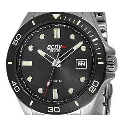 Reloj Westar Activ Sports de acero inoxidable con esfera negra y cuarzo 90250SBN903 100M para hombre