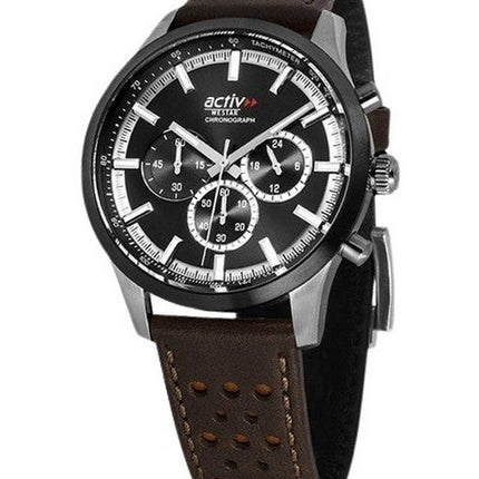 Reloj Westar Activ cronógrafo con correa de cuero y esfera negra de cuarzo 90265SBN123 para hombre