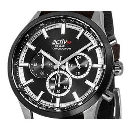 Reloj Westar Activ cronógrafo con correa de cuero y esfera negra de cuarzo 90265SBN123 para hombre