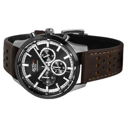 Reloj Westar Activ cronógrafo con correa de cuero y esfera negra de cuarzo 90265SBN123 para hombre