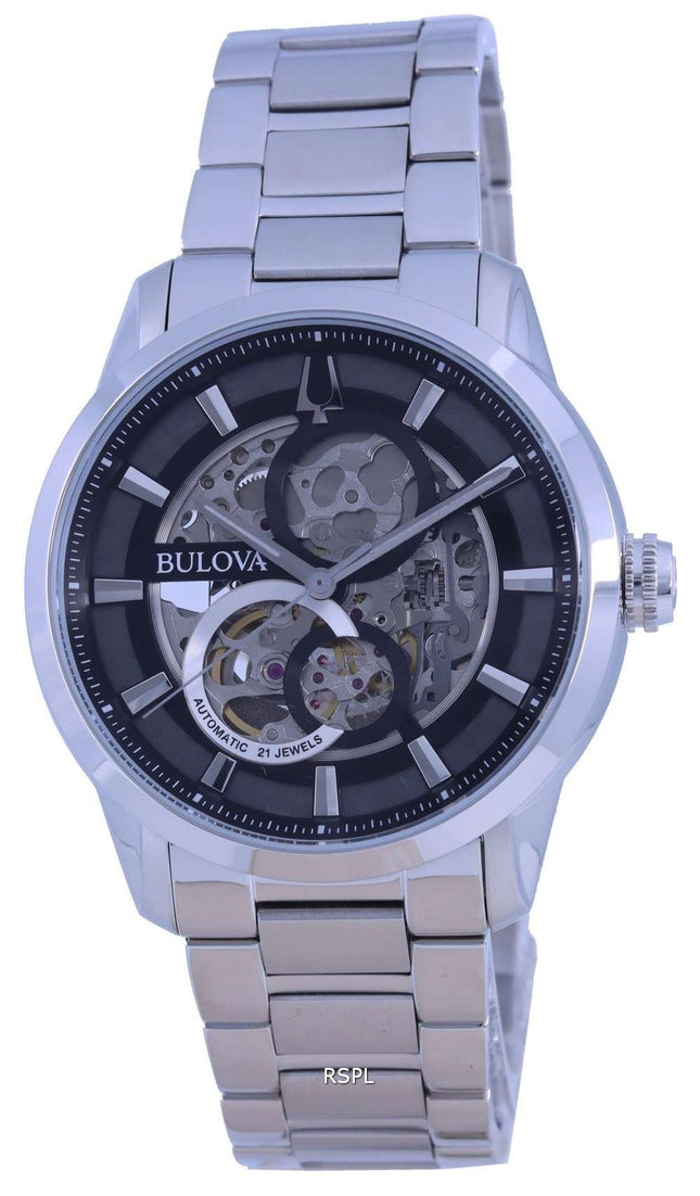 Bulova Classic Skeleton Dial negro Acero inoxidable AutomÃ¡tico 96A208 Reloj para hombre