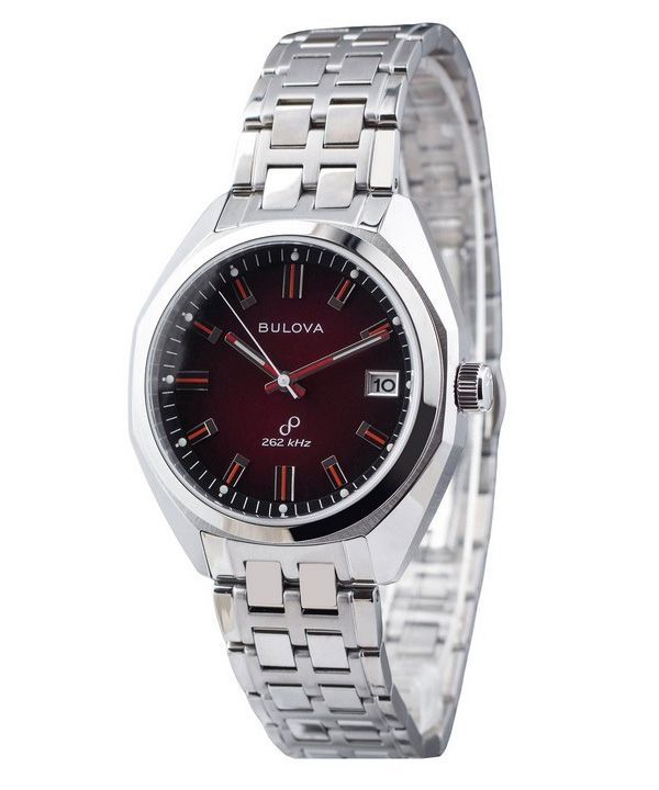 Reloj Bulova Classic Precisionist Jet Star de acero inoxidable con esfera roja y cuarzo 96B401 para hombre