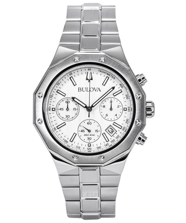 Reloj cronógrafo Bulova Classic Precisionist de acero inoxidable con esfera plateada y cuarzo 96B408 100M para hombre