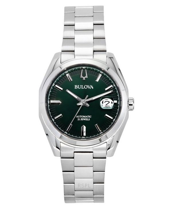 Reloj Bulova Surveyor de acero inoxidable con esfera verde automático 96B429 para hombre