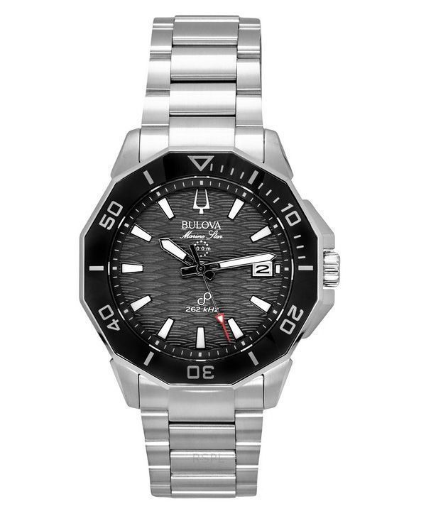 Reloj para hombre Bulova Marine Star de acero inoxidable con esfera negra y cuarzo Precisionist Diver&#39,s 96B434 200M