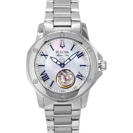 Reloj para mujer Bulova Marine Star de acero inoxidable con esfera de nácar automático 96L326 100M