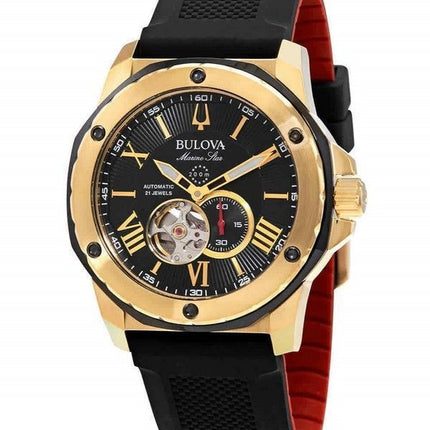 Bulova Marine Star Open Heart Black Dial Automatic Diver's 98A272 200M Reloj para hombre