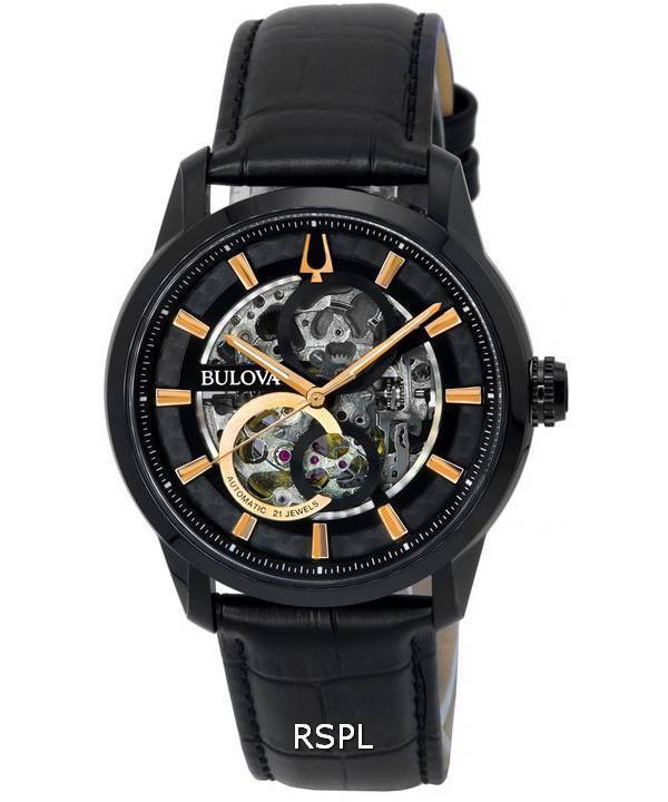 Reloj Bulova Classic Sutton Black Skeleton Dial Automático 98A283 para hombre