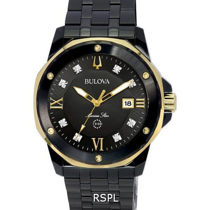 Reloj Bulova Marine Star Diamond Accents Black Dial Quartz 98D176 100M para hombre