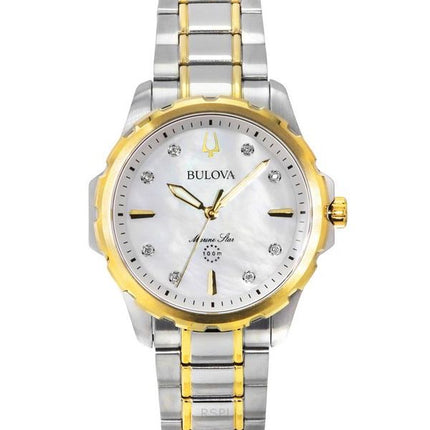 Reloj de cuarzo Bulova Marine Star de acero inoxidable en dos tonos con detalles de diamantes y esfera de nácar 98P227 100M para