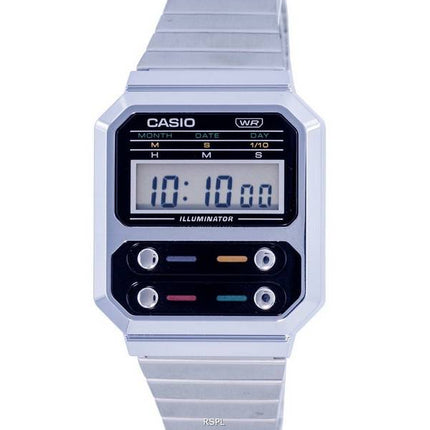 Reloj Casio Vintage Digital de acero inoxidable A100WE-1A A100WE-1 para hombre