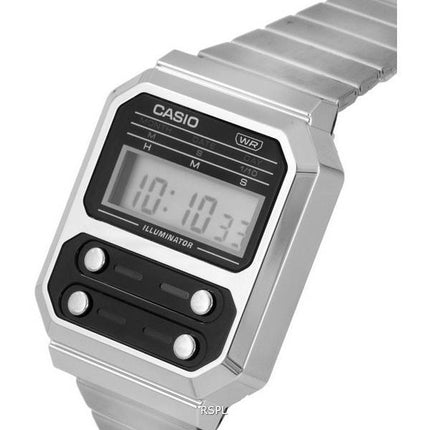 Reloj Casio Vintage Digital de acero inoxidable A100WE-1A A100WE-1 para hombre