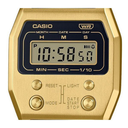 Reloj unisex Casio Vintage Digital Gold Ion plateado de acero inoxidable de cuarzo A1100G-5