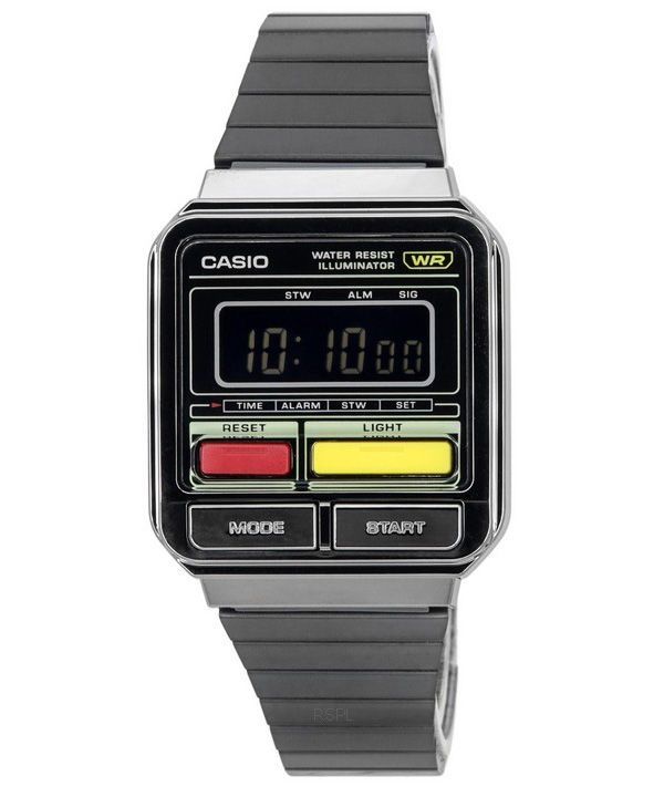 Casio Vintage Digital Pulsera de acero inoxidable Cuarzo A120WEGG-1B Reloj unisex