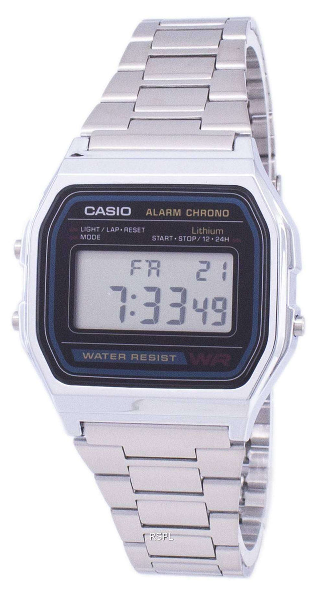 Casio digital acero inoxidable alarma diaria A158WA-1DF A158WA-1 reloj de caballero