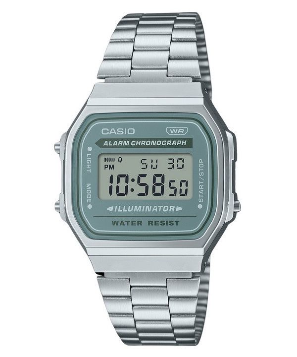 Reloj Casio Vintage Digital de acero inoxidable con pulsera de cuarzo A168WA-3A para hombre