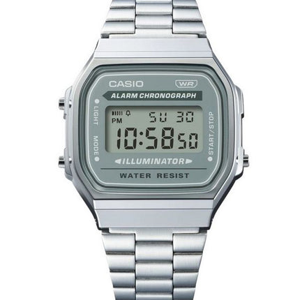 Reloj Casio Vintage Digital de acero inoxidable con pulsera de cuarzo A168WA-3A para hombre