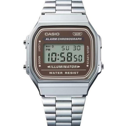 Reloj Casio Vintage Digital de acero inoxidable con pulsera de cuarzo A168WA-5A para hombre