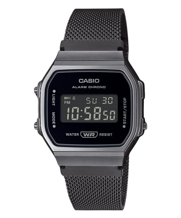 Reloj unisex Casio Vintage Digital de acero inoxidable con pulsera de malla de cuarzo A168WEMB-1B