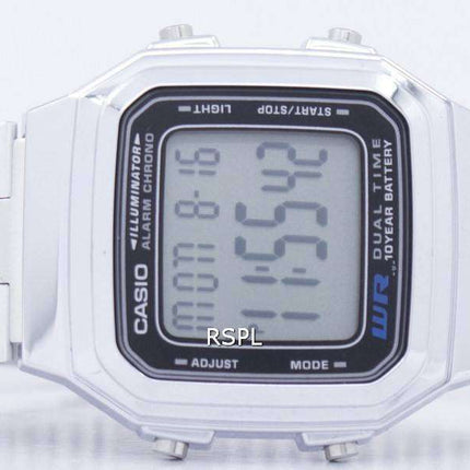 Reloj Casio Digital alarma cronógrafo doble tiempo A178WA-1ADF A178WA-1A hombres de acero inoxidable de