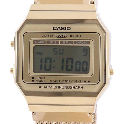 Reloj unisex Casio Youth Vintage en tono dorado de acero inoxidable digital A700WMG-9A