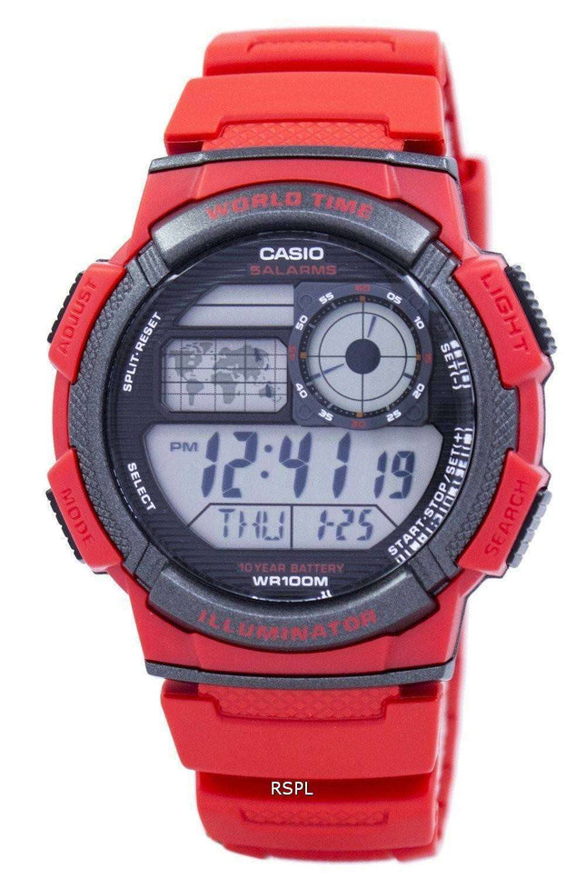 Casio juvenil mundial de la alarma del mundo del mapa AE-1000W-4AV AE1000W-4AV reloj de caballero