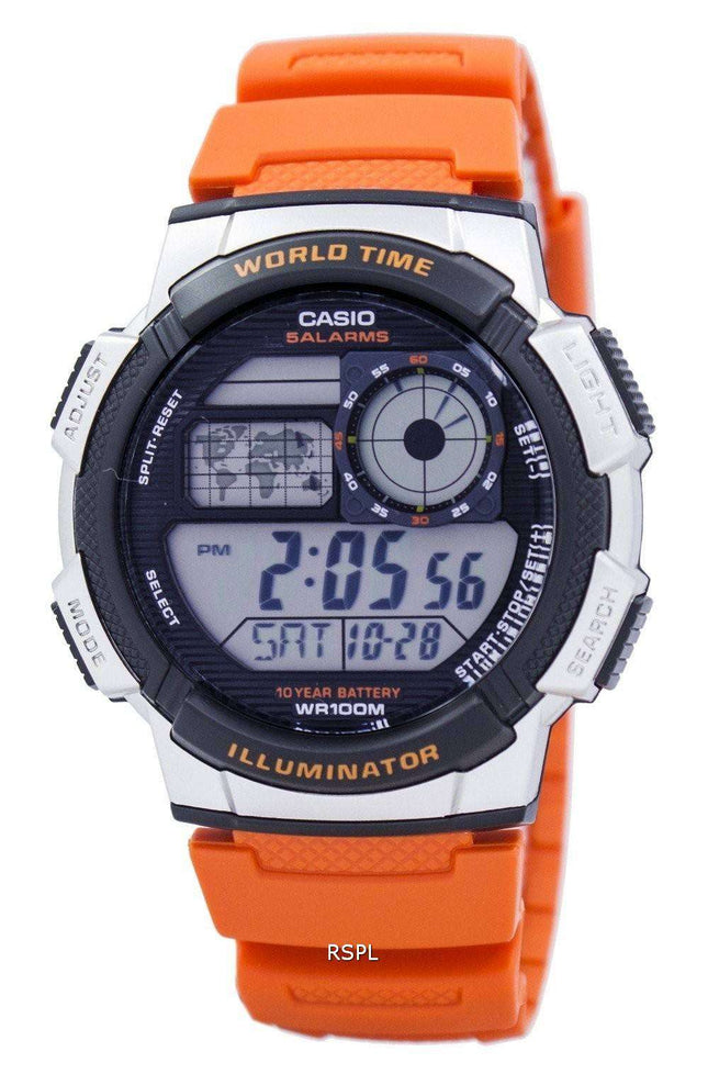 Juventud de Casio serie iluminador mundo tiempo alarma AE-1000W-4BV Watch de Men