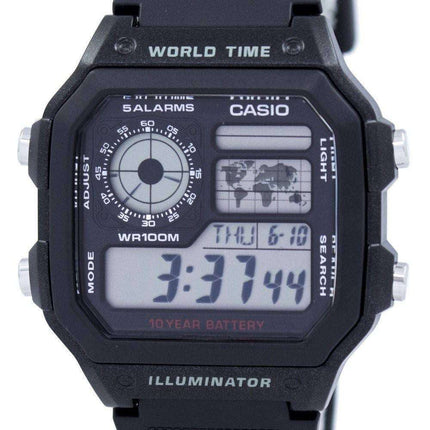 Juventud de Casio iluminador mundo tiempo alarma AE-1200WH-1AV AE1200WH-1AV reloj de Men