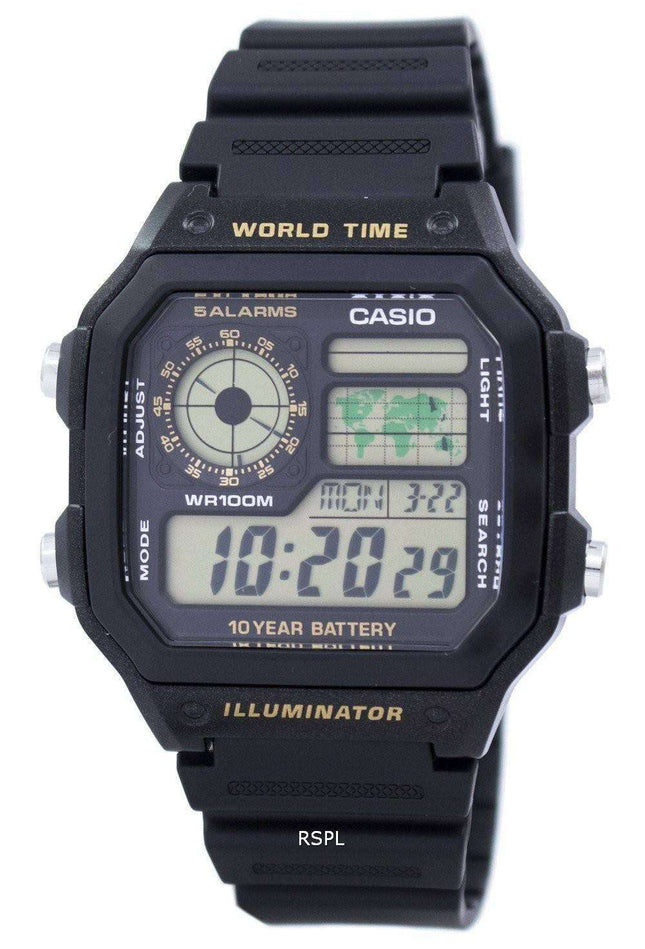 Reloj Casio juvenil serie mundo Digital tiempo AE-1200WH-1BVDF AE-1200WH-1BV varonil