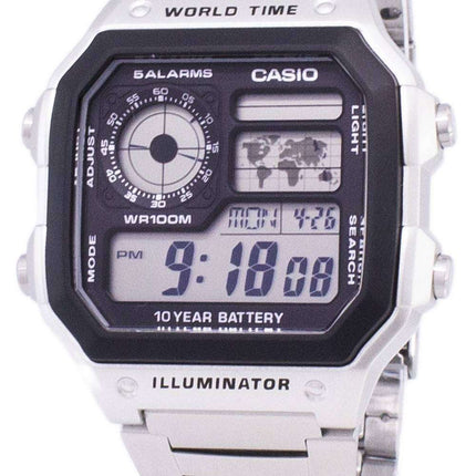 Reloj Casio Digital World Time WR100M AE-1200WHD-1AVDF AE-1200WHD-1AV