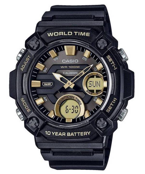 Reloj Casio Youth analógico digital resina esfera negra cuarzo AEQ-120W-9AV AEQ120W-9 100M para hombre