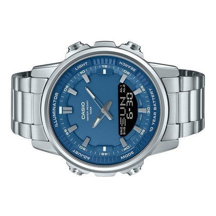 Reloj Casio analógico digital combinado de acero inoxidable con esfera azul y cuarzo AMW-880D-2A1V para hombre