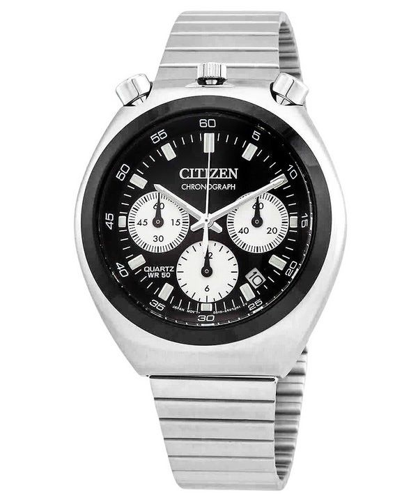 Reloj Citizen Cronógrafo de acero inoxidable con esfera negra y cuarzo AN3660-81E para hombre