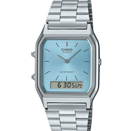 Reloj Casio Vintage analógico digital con esfera azul turquesa y cuarzo AQ-230A-2A1 para mujer