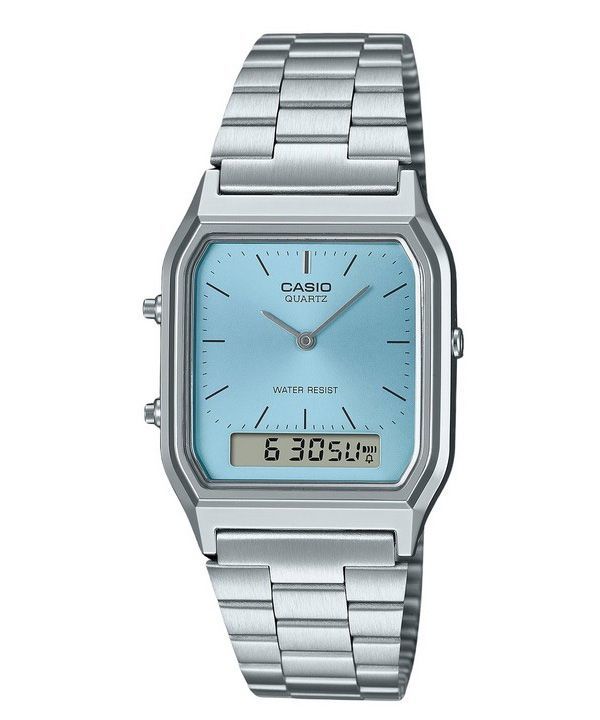 Reloj Casio Vintage analógico digital con esfera azul turquesa y cuarzo AQ-230A-2A1 para mujer