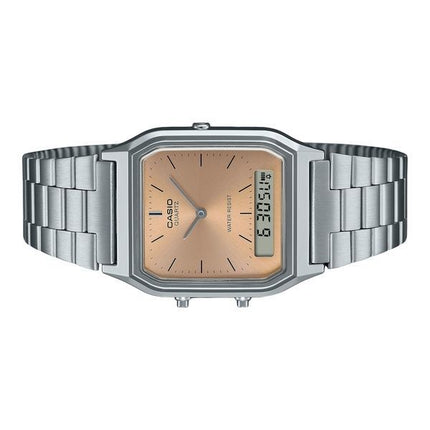 Reloj unisex Casio vintage analógico digital con esfera de cobre claro y doble horario de cuarzo AQ-230A-4AMQY