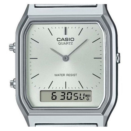 Reloj Casio Vintage analógico digital con esfera blanca de cuarzo AQ-230A-7A para mujer