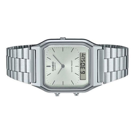 Reloj Casio Vintage analógico digital con esfera blanca de cuarzo AQ-230A-7A para mujer