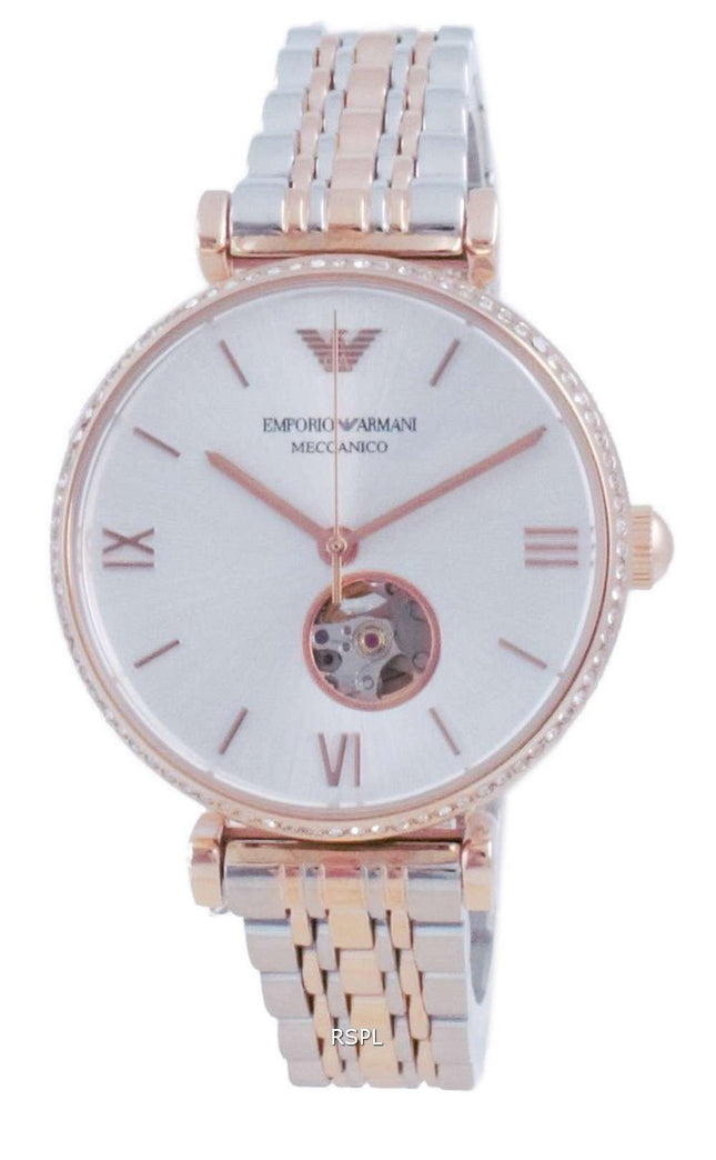 Emporio Armani Gianni T-Bar Open Heart Diamond Accents Reloj unisex automático AR60019