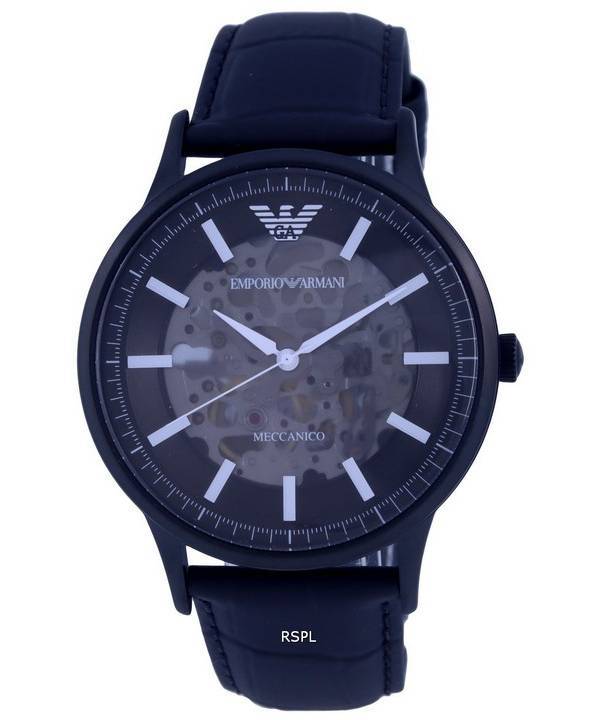 Emporio Armani Skeleton Leather Black Dial Automático AR60042 Watch de Men es